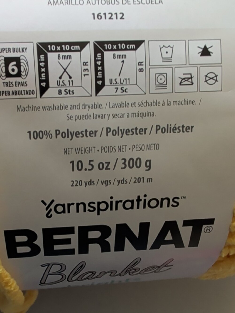 Bernat Blanket Brights Chenille Yarn - School Bus Yellow - Picture 3 of 4